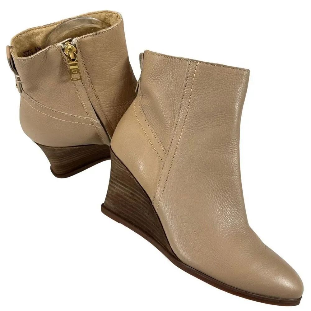 Lucca Lane Zippy Leather Zip-up Wedge Booties